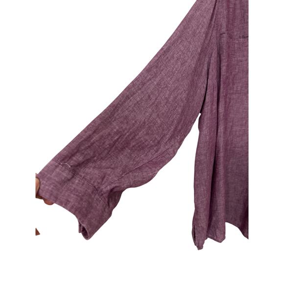 Lane Bryant Purple Linen Cotton Blend V Neck Split Hem Pop Over Tunic Top 26/28 - Picture 5 of 12